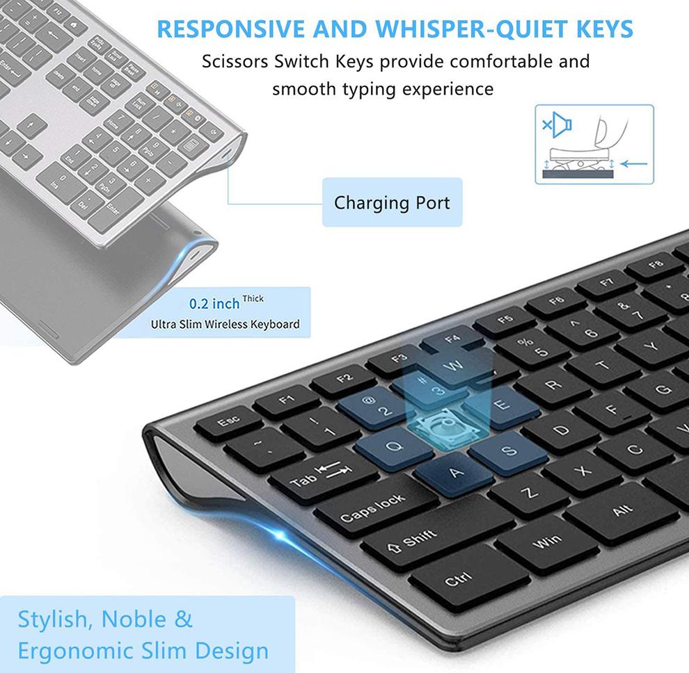 Sữa Ong Chúa Lược USB Không Dây Bàn Phím Ergonomic Kéo Thiết Kế Phím Full Size Slim Bàn Phím Máy Tính Văn Nga/Tây Ban Nha/Mỹ cách Bố Trí