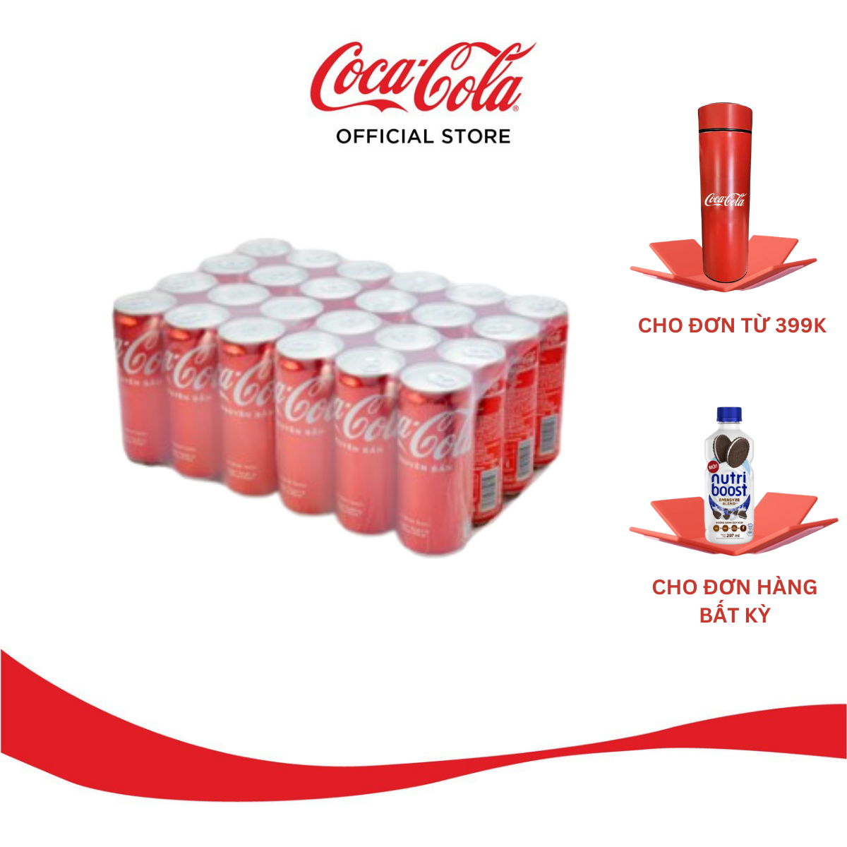 Thùng/Lốc 24 Lon Nước Ngọt Giải Khát Coca-Cola Vị Nguyên Bản Original 320m/Lon Sale 4.4 Coca-Cola Official Store