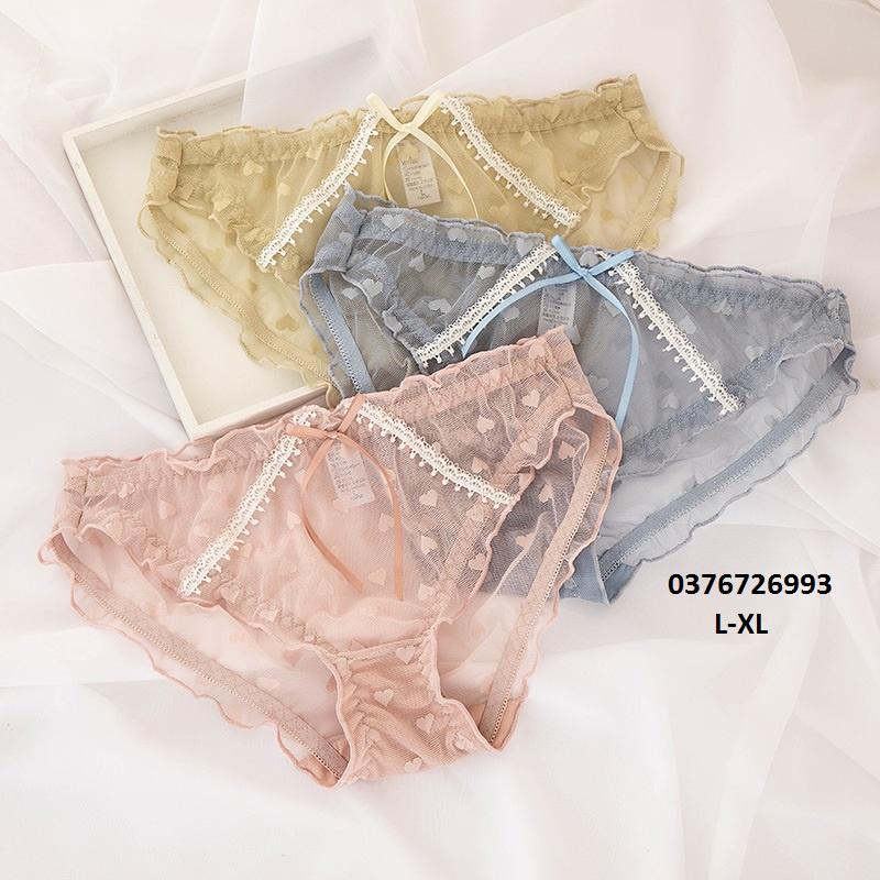 Quần Lót Nữ Ren Lưới Hình Tim Phối Ren Ngang Eo . Hàng Loại Đẹp.