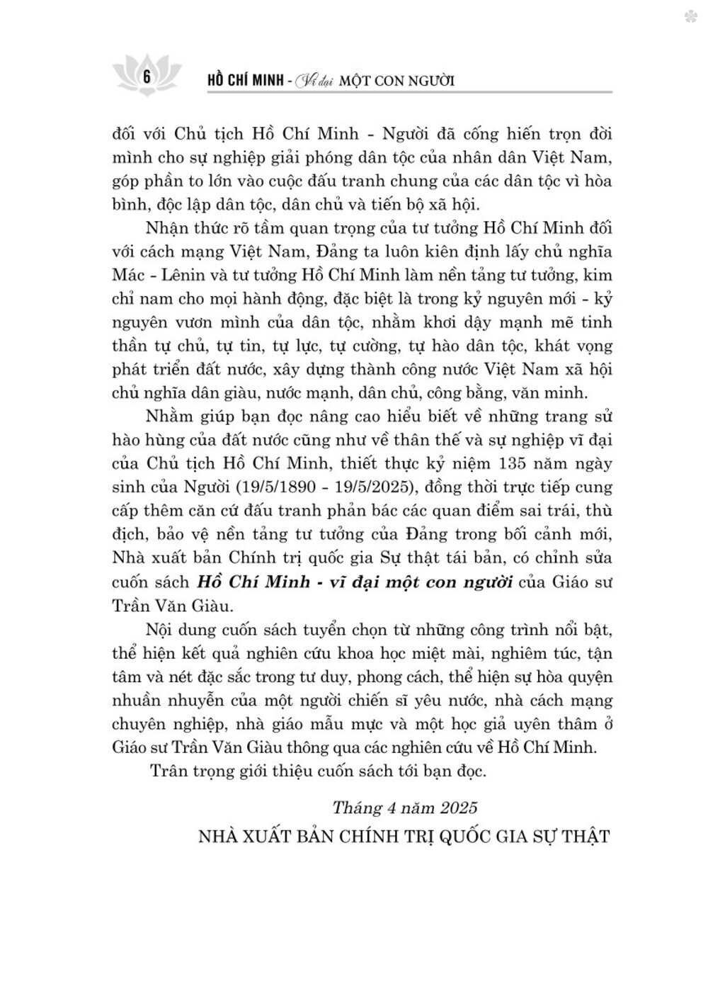 Hồ Chí Minh vĩ đại một con người (Tái bản, có chỉnh sửa) bản in 2025