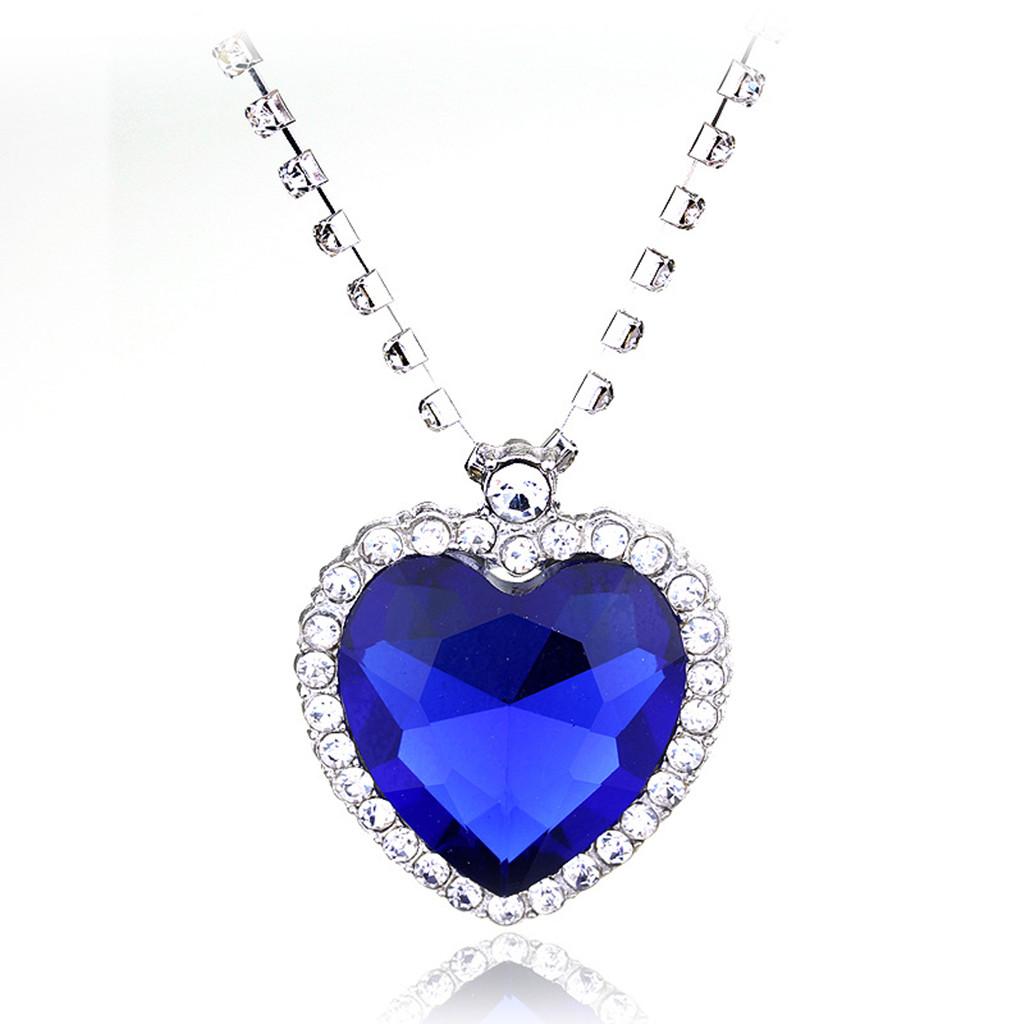 Crystal Pendant Necklace Titanic Heart Of The Ocean Necklace Valentines Gift