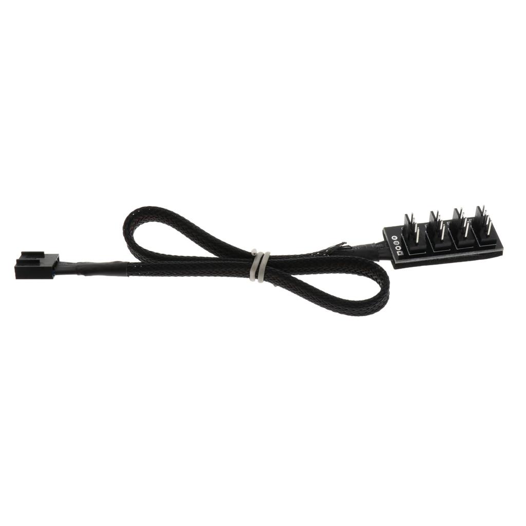 PC Fan Power 1 Female to 4 Male 4-pin/3-pin Socket Fan Hub Splitter Cable