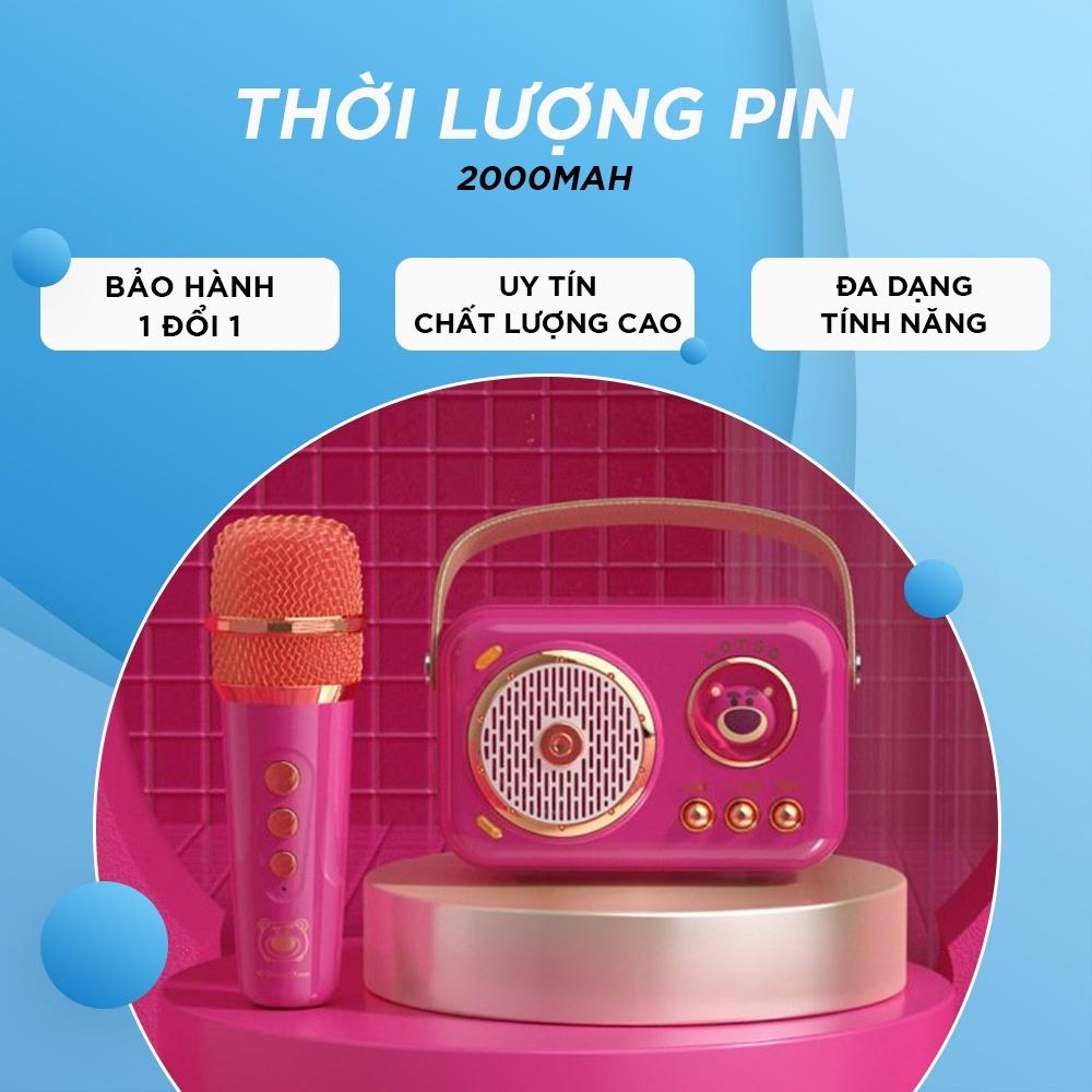 Bộ Loa Mic Karaoke Mini Không Dây Bluetooth Disney LX 901, Siêu Kute, Âm Thanh Sống Đông, Type C