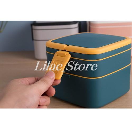 Hộp cơm bento 2 TẦNG lúa mạch, đựng thực phẩm tiện dụng