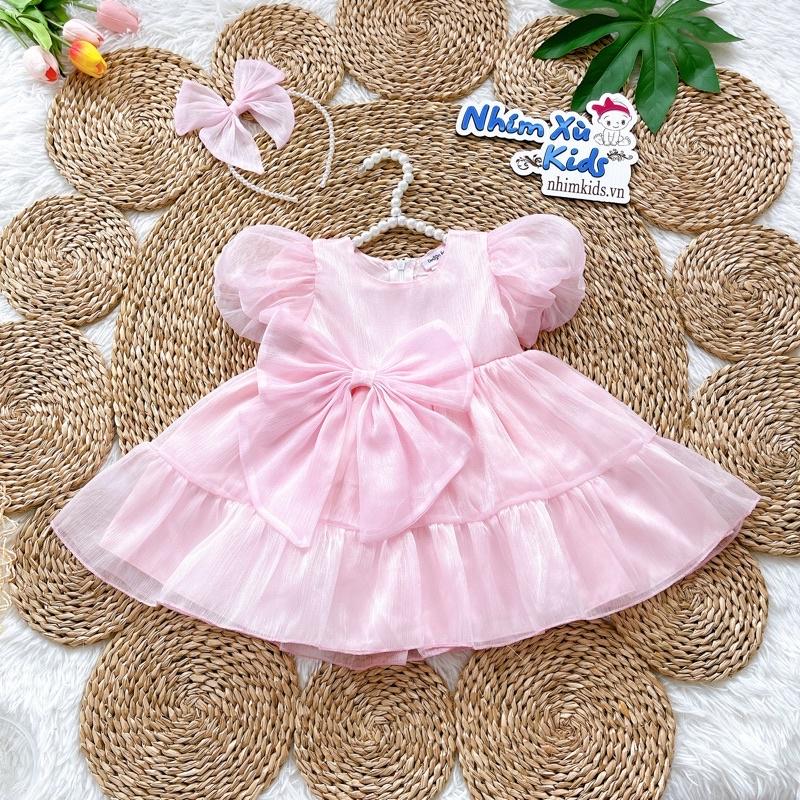 Váy Tơ Hồng Phấn Bé Gái 4 Đến 28kg, Đầm Công Chúa Bé Gái