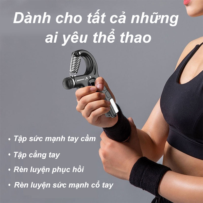 Kìm Bóp Tập Cơ Tay Chữ R, Dụng Cụ Tập Gym Lực Cơ Tay Tại Nhà Điều Chỉnh Lực 5-60kg Có Đếm Số Tự Động