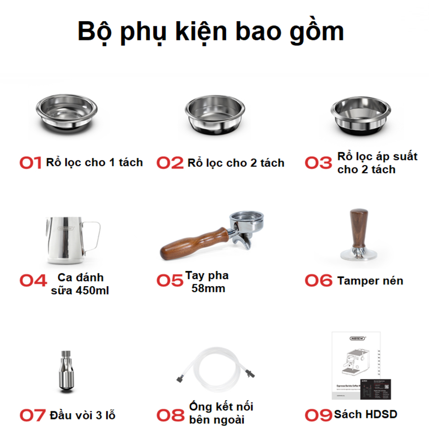 Máy pha cà phê Espresso, Cappuccino, Latte chuyên nghiệp thương hiệu HiBREW H21 - Công suất 3000W - Hàng chính hãng