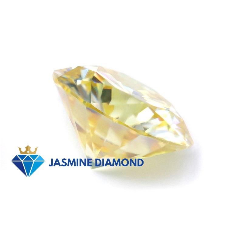 (Size từ 4.5-7.5 ly) Kim cương nhân tạo Mỹ Moissanite giác cắt tròn màu vàng vivid