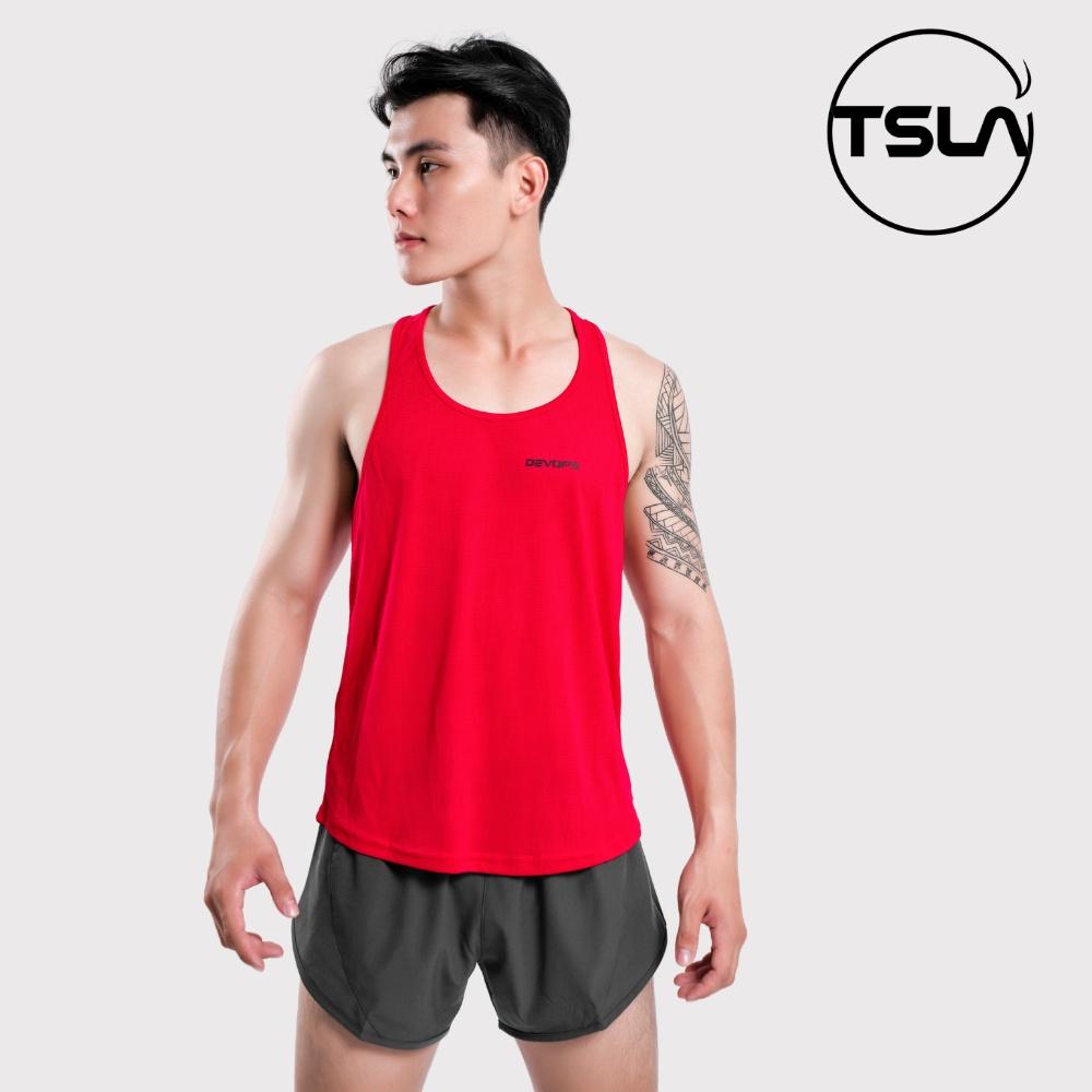 Áo thể thao ba lỗ nam Tsla Devops form rộng dạng lưới mặc tập gym work out yoga - Xám