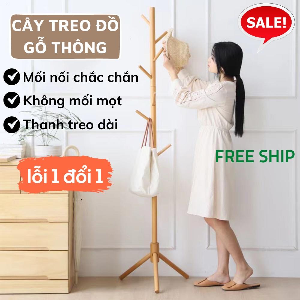 Cây treo quần áo gỗ 3 chân , giá treo nội thất phong cách hiện đại TIME HOME