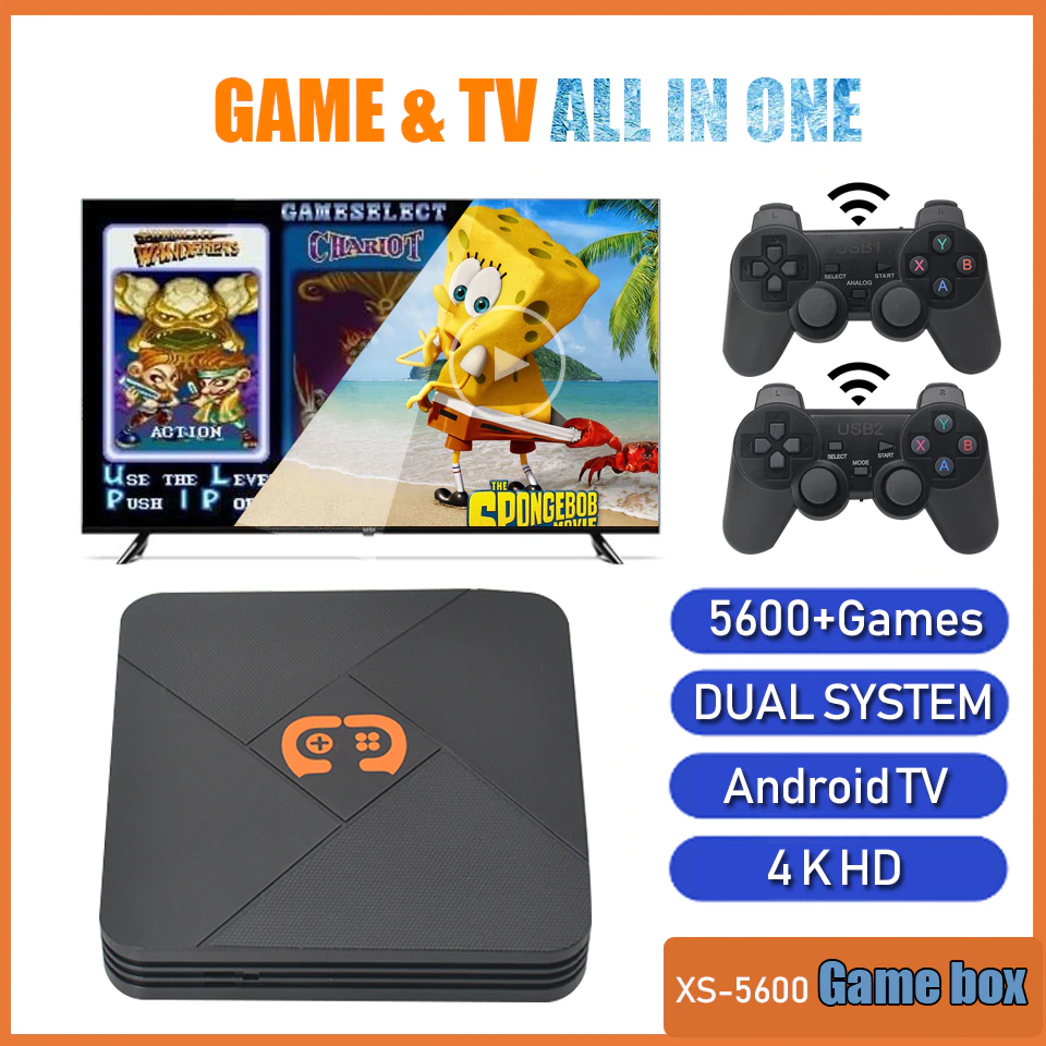 Máy chơi game điện tử gamer 4 nút hdmi - Máy trò chơi điện tử 4K HDR android TV chạy game 8bit - 64 bit - Hỗ trợ 4 tay cầm - Hỗ trợ kết nối LAN - 20 ngôn ngữ khác nhau Hệ thống Android 7.1, hỗ trợ KODI, hỗ trợ kết nối màn hình