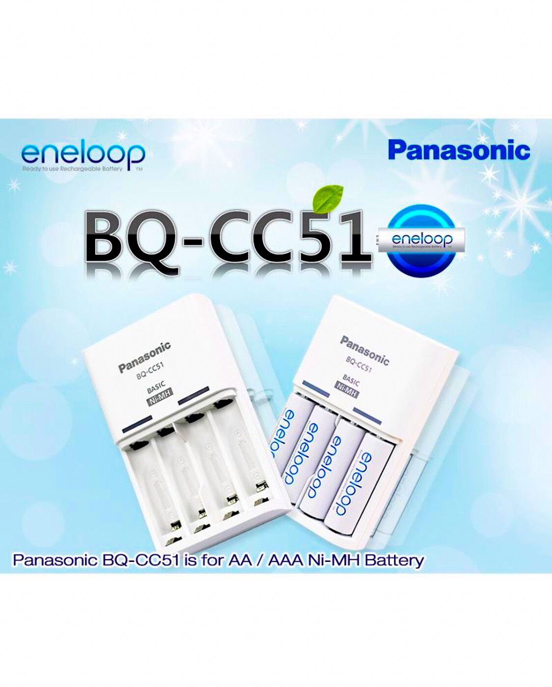 Bộ Sạc Pin Panasonic K - KJ51 Kèm 02 Pin Eneloop 2000 mah Hàng Chính Hãng