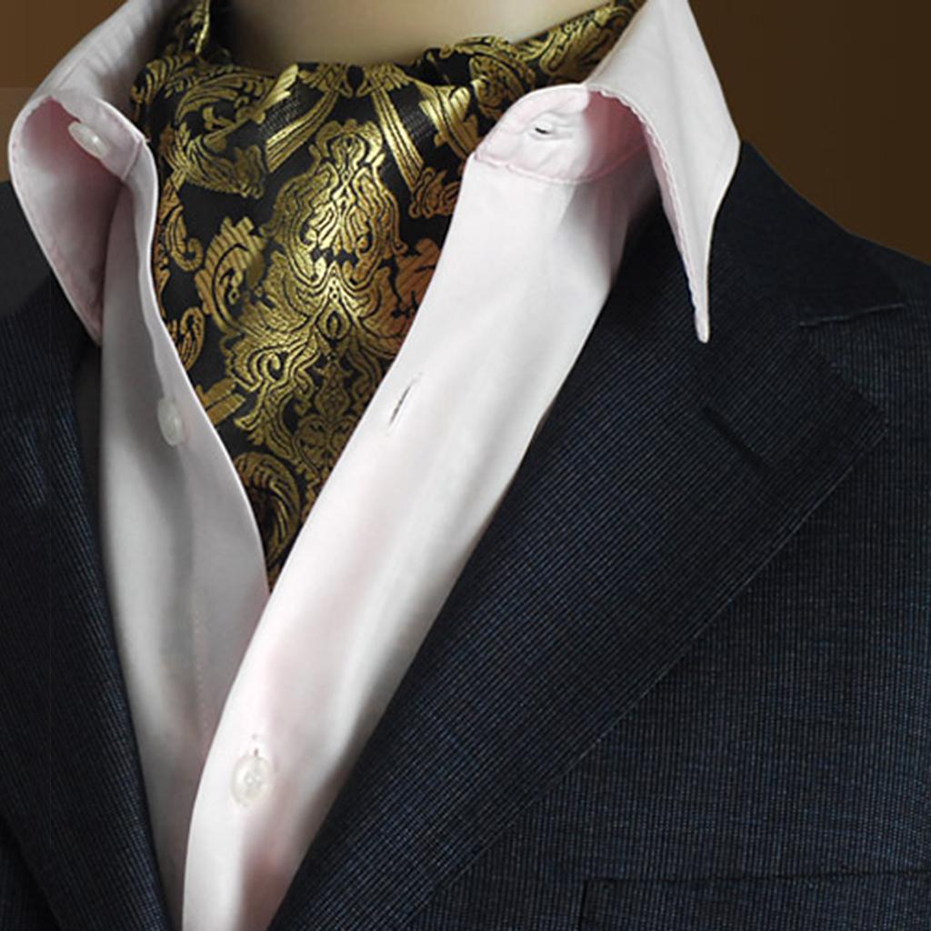 Men's Paisley Floral Ascot Tie Jacquard Woven Silk Cravat