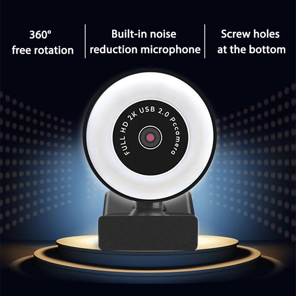 Webcam độ nét cao có đèn LED chiếu sáng tích hợp Micrô với 360 °
