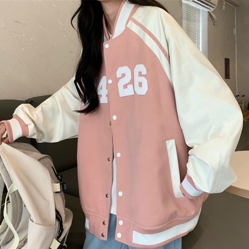 Áo khoác bomber nữ nam F426 chất da lộn Unisex, Áo khoác form rộng 2 lớp dày dặn SENAVA