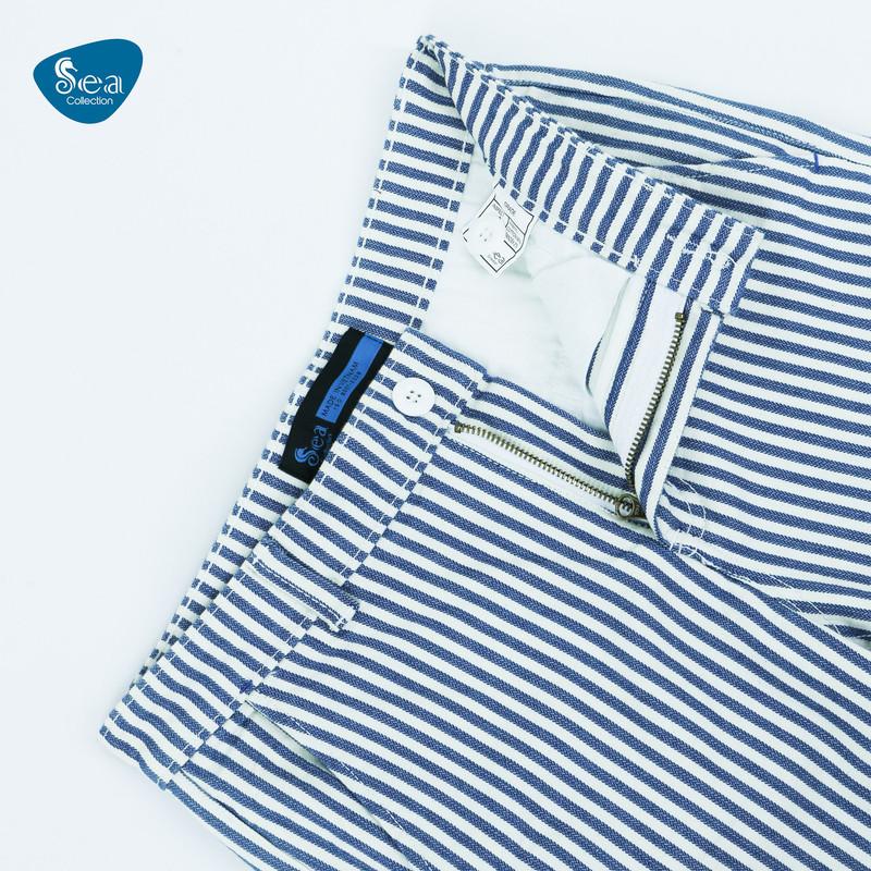 Quần Short Nam Vải Kaki Sọc Xanh Thương Hiệu Cao Cấp Sea Collection
