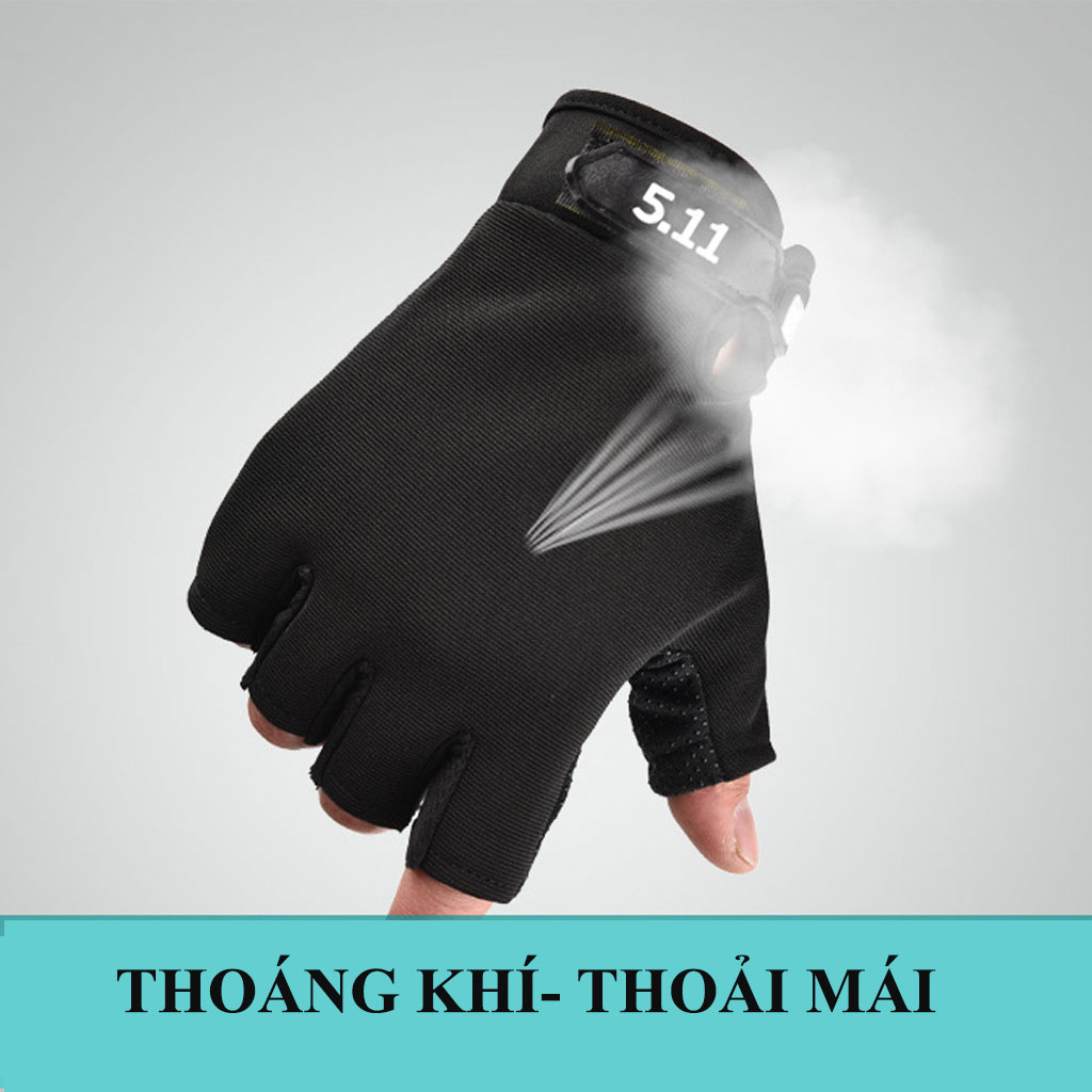 Găng Tay Đi Phượt Hở Ngón 5.11 U890, Găng Tay Phượt, Tập Gym, Thể Thao Đa Năng - HÀNG CHÍNH HÃNG