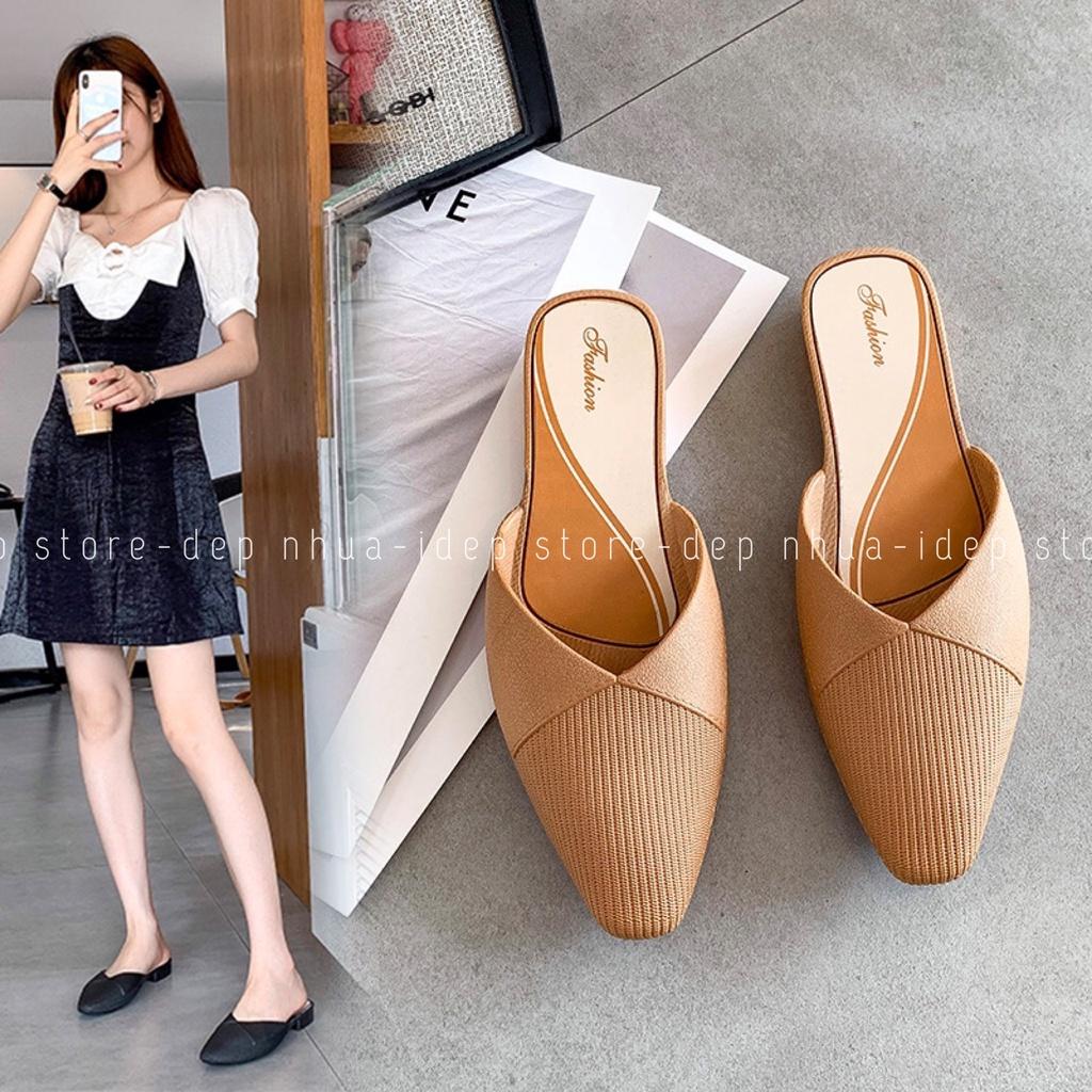 Giày sục nhựa dẻo bít mũi nữ OK đi mưa êm chân chống nước - Dép đi trong nhà SL025