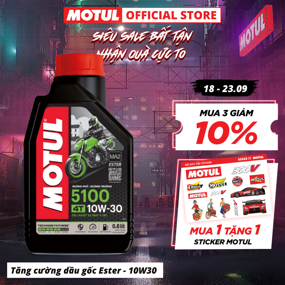 Dầu nhớt xe máy MOTUL 5100 4T 10W30 - Hàng chính hãng