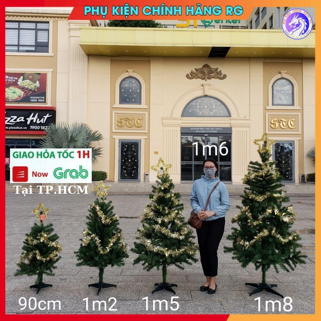 Cây thông noel 1m8 1m5 1m2 90cm tặng kèm 1 ngôi sao đỉnh và dây kim tuyến trang trí giáng sinh tán dày lá rộng - CÂY CAO 1.5M