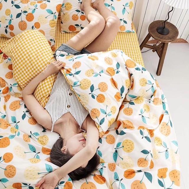 Set Cotton Simble Living Hàng Nhập Khẩu Cao Cấp 4 Món Trái Cam