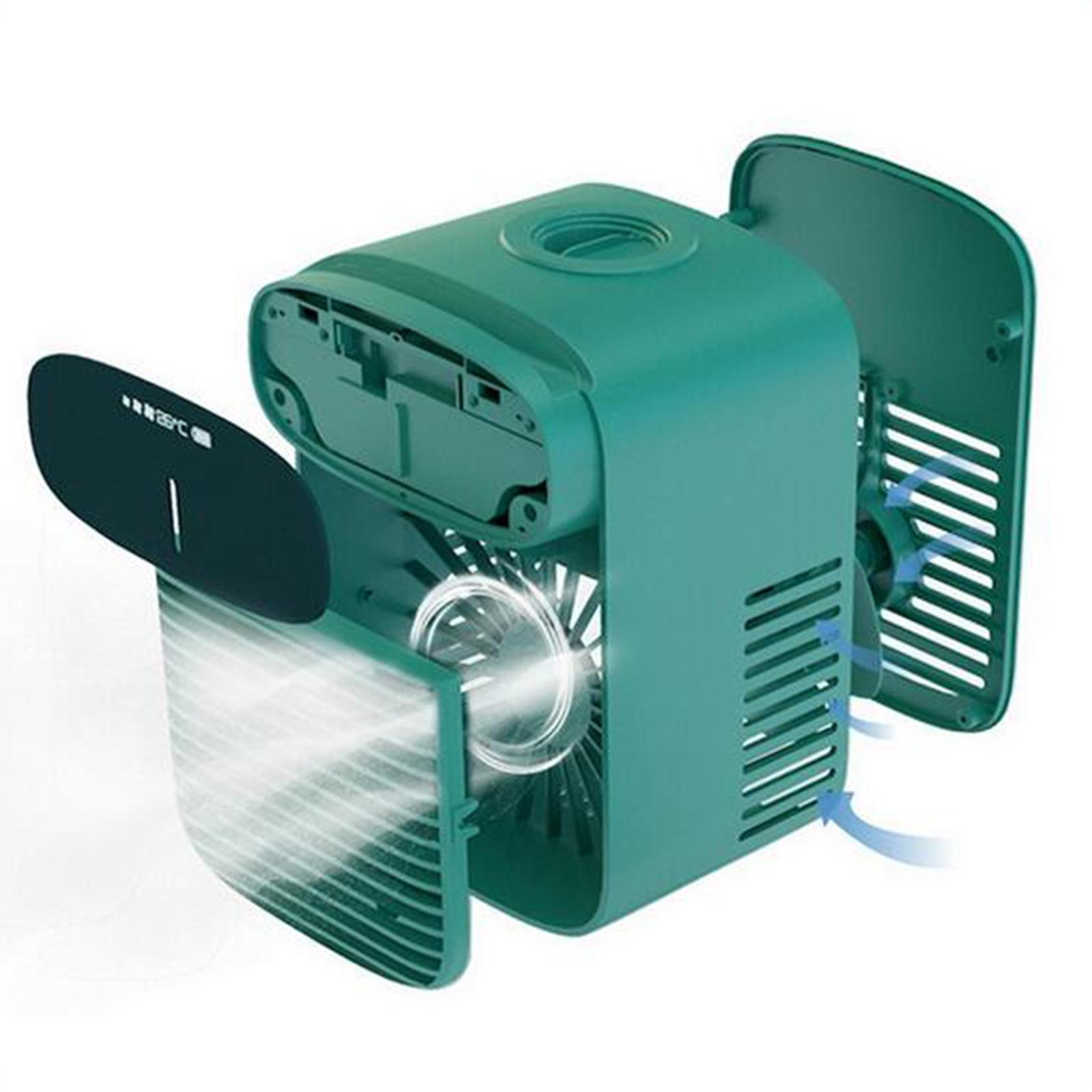 Portable Air Conditioner Cooler, Noiseless Fan USB Rechargeable Desk Fan with 3 Speeds, LED Display, Office Cooler Humidifier for Home Dorm Car