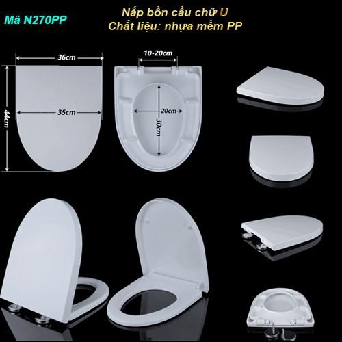 Nắp bồn cầu đóng êm hình chữ U-V phù hợp với mọi loại bồn cầu