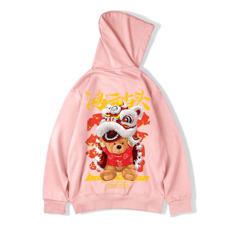 Áo Hoodie nam chất nỉ cao cấp from rộng in hình gấu sư tử độc lạ