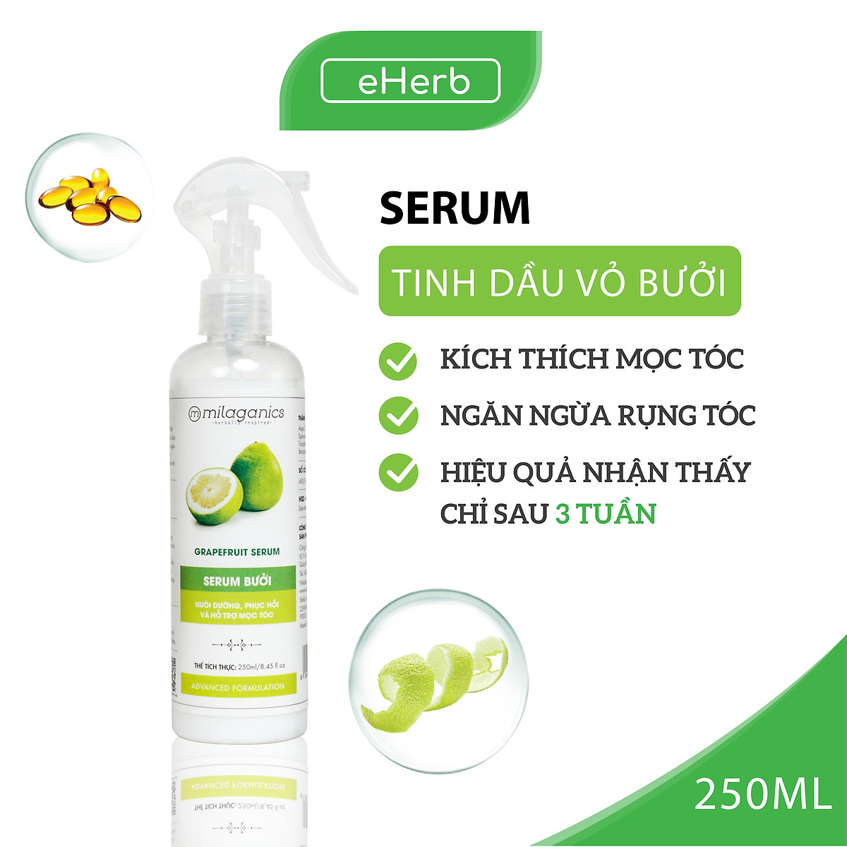 Serum Bưởi Kích Thích Mọc Tóc Milaganics (250ml)