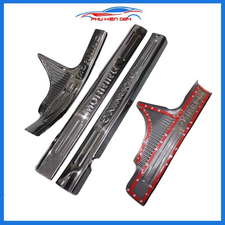 Bộ ốp bậc cửa trong ngoài nẹp bước chân Morning 2012-2013-2014-2015-2016-2017-2018-2019-2020 vân Titan