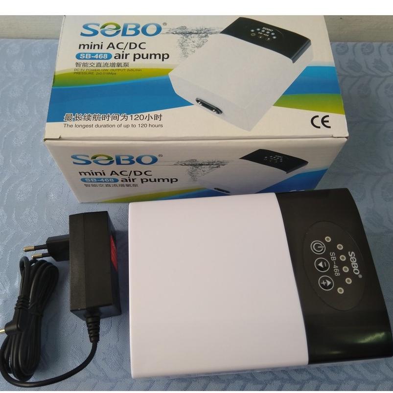 Máy Sủi Khí Oxy Tích Điện Sobo 2 Vòi SB-468 (12W - 2x5 Lít/Phút)