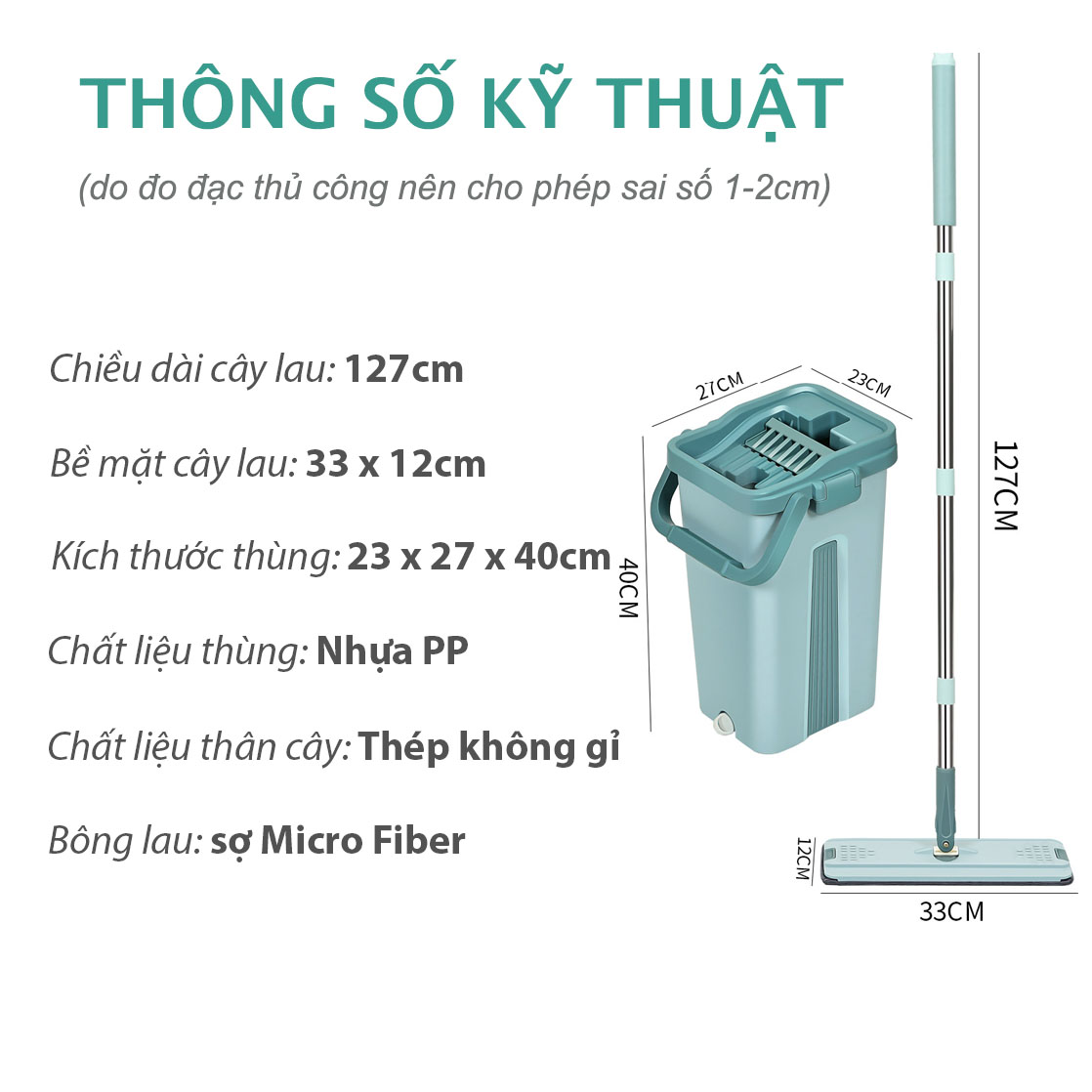 BỘ LAU NHÀ THÔNG MINH TỰ VẮT BLNRE hai ngăn vắt và giặt, xả nước tiện lợi ở đáy thùng, bông lau tĩnh điện MICRO FIBER 33cm có hai đầu móc chắc chắn, nắp thùng dễ tháo rời vệ sinh