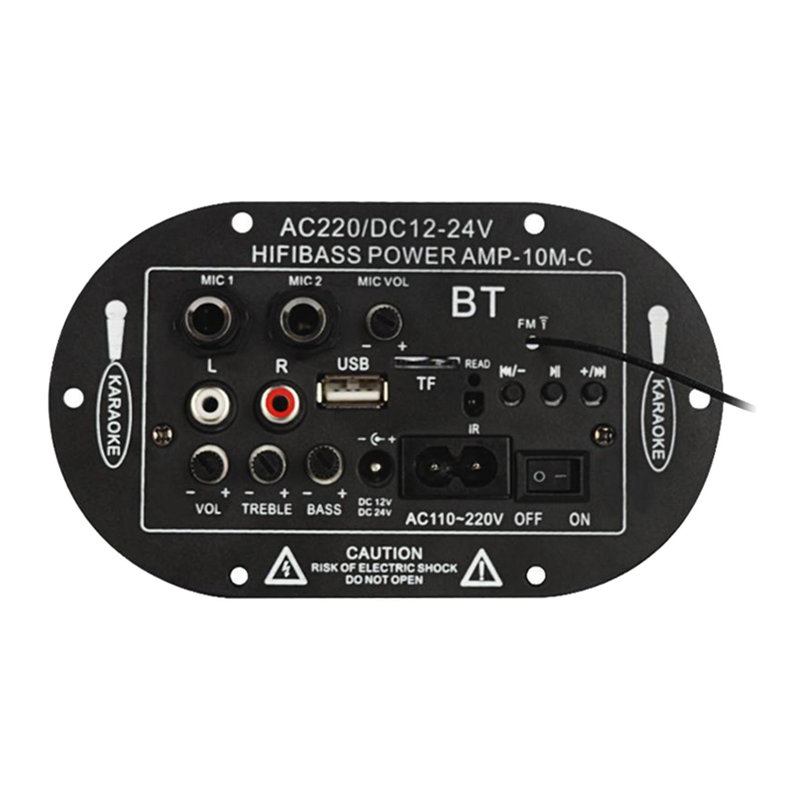 2MIC 8" / 10" Speaker Bluetooth Amplifier Board USB FM Radio TF Subwoofer
