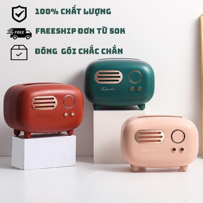 Hộp Đựng Khăn Giấy Để Bàn Văn Phòng Retro Hộp Khăn Giấy Hình Radio Phong Cách Vintage - Radio Tissue Box