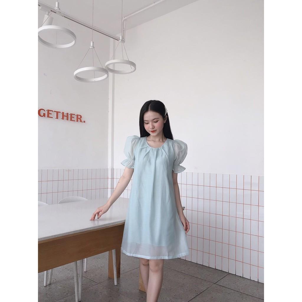 ĐẦM VOAN 2 LỚP 4 MÀU DÁNG BABYDOLL TAY LỠ BO THUN-hình thật shop chụp