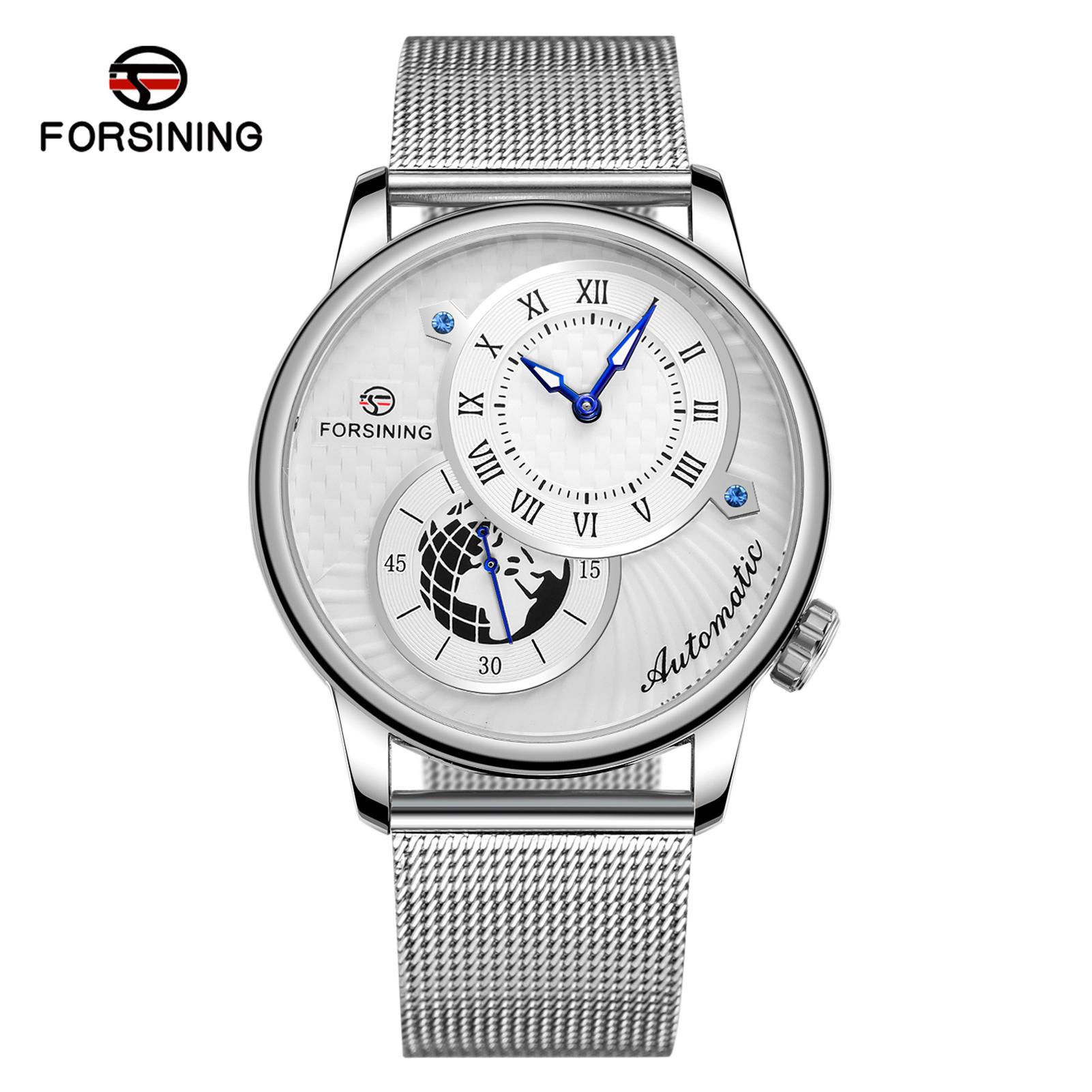 Đồng hồ cơ FORSINING Nam tự động Mặt số La Mã Mặt sau trong suốt Con trỏ phát sáng Không thấm nước