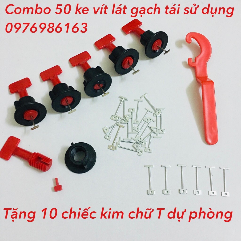 Túi 50 chiếc kim sắt chữ T ke vít lát gạch tái sử dụng nhiều lần kim chữ T dự phòng ke ốp lát gạch