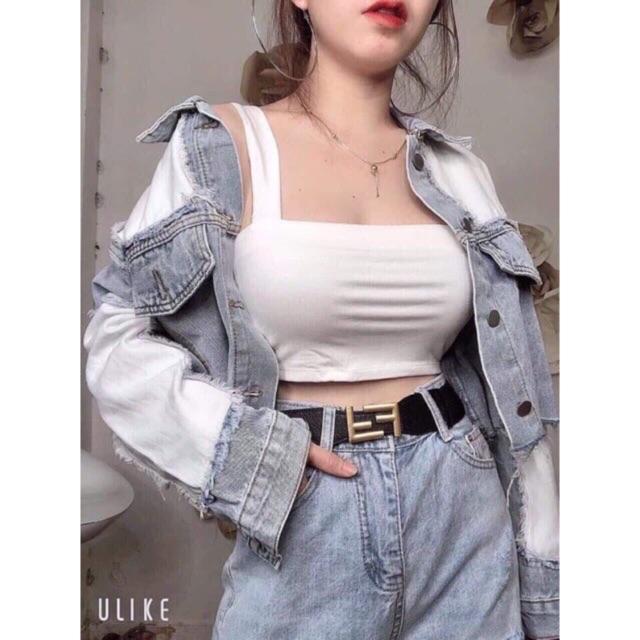 Áo thun nữ croptop 2 dây bản to, hàng đẹp vải dày giãn