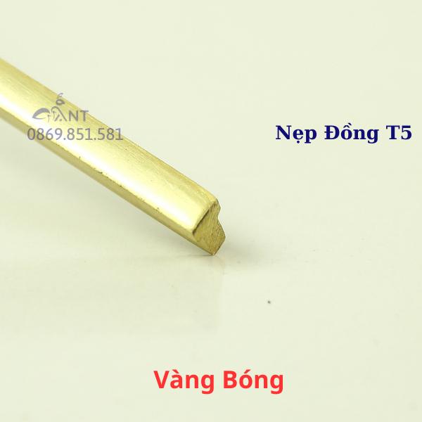 Nẹp Đồng T5 Vàng Bóng, Nẹp đồng chữ T, Nẹp đồng chống trơn, giá 1m