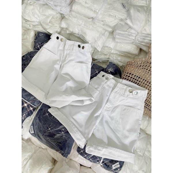 Quần sọt jean nữ ống rộng màu trắng, xanh nhạt. Nút lưng thay đổi linh hoạt theo eo Ms 4269