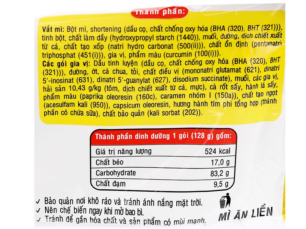 Thùng 24 gói mì Siu Kay Hải sản gói 128gram