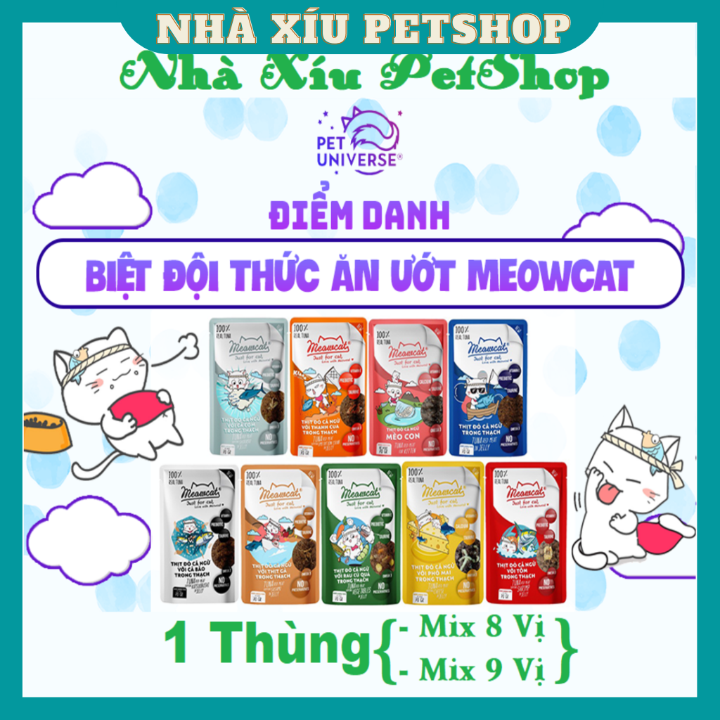 Pate cho mèo Meowcat 1 Thùng ( 48 Gói Mix Vị ) - Nhà Xíu PetShop