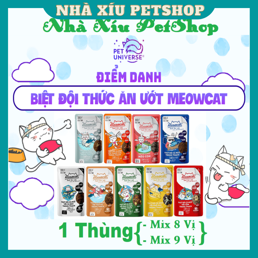 Combo Tiết Kiệm Gói Pate Meowcat Mix Vị (16 Gói Mix Vị) - Nhà Xíu PetShop