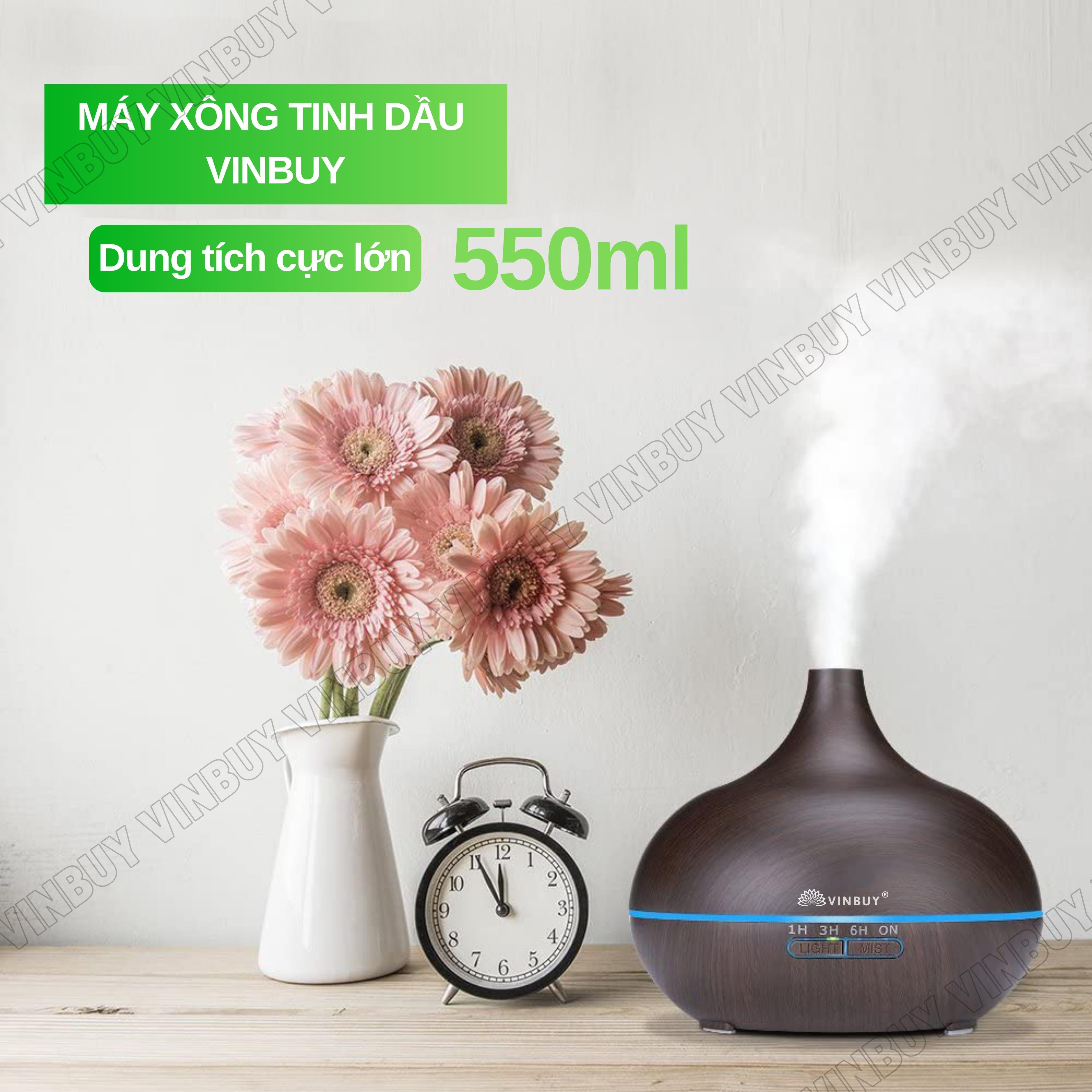 Máy phun sương tạo độ ẩm không khí dung tích lớn 550ml - cấp ẩm cho da, phòng điều hòa, khuếch tán tinh dầu - Chĩnh Hãng - VinBuy