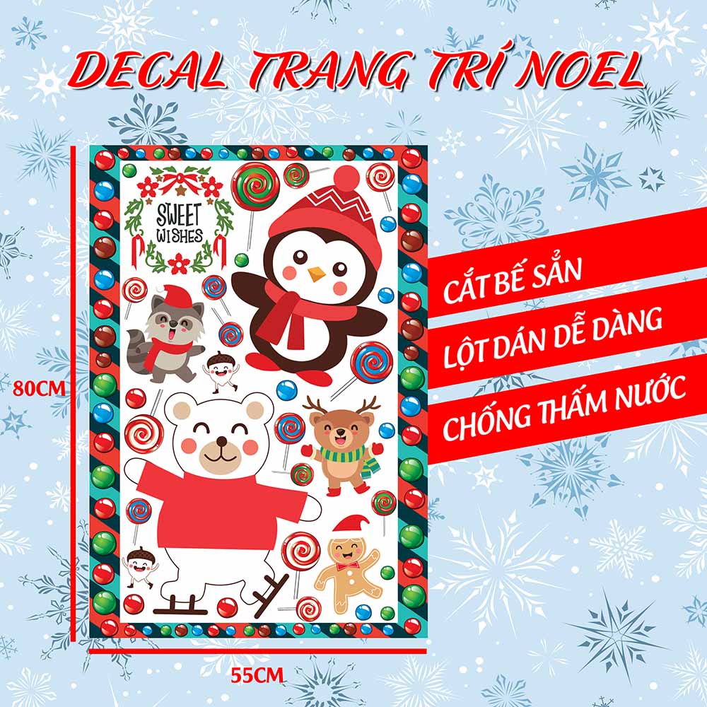 SWEET WISHES - Sticker decal hình dán trang trí theo mùa Noel Giáng Sinh