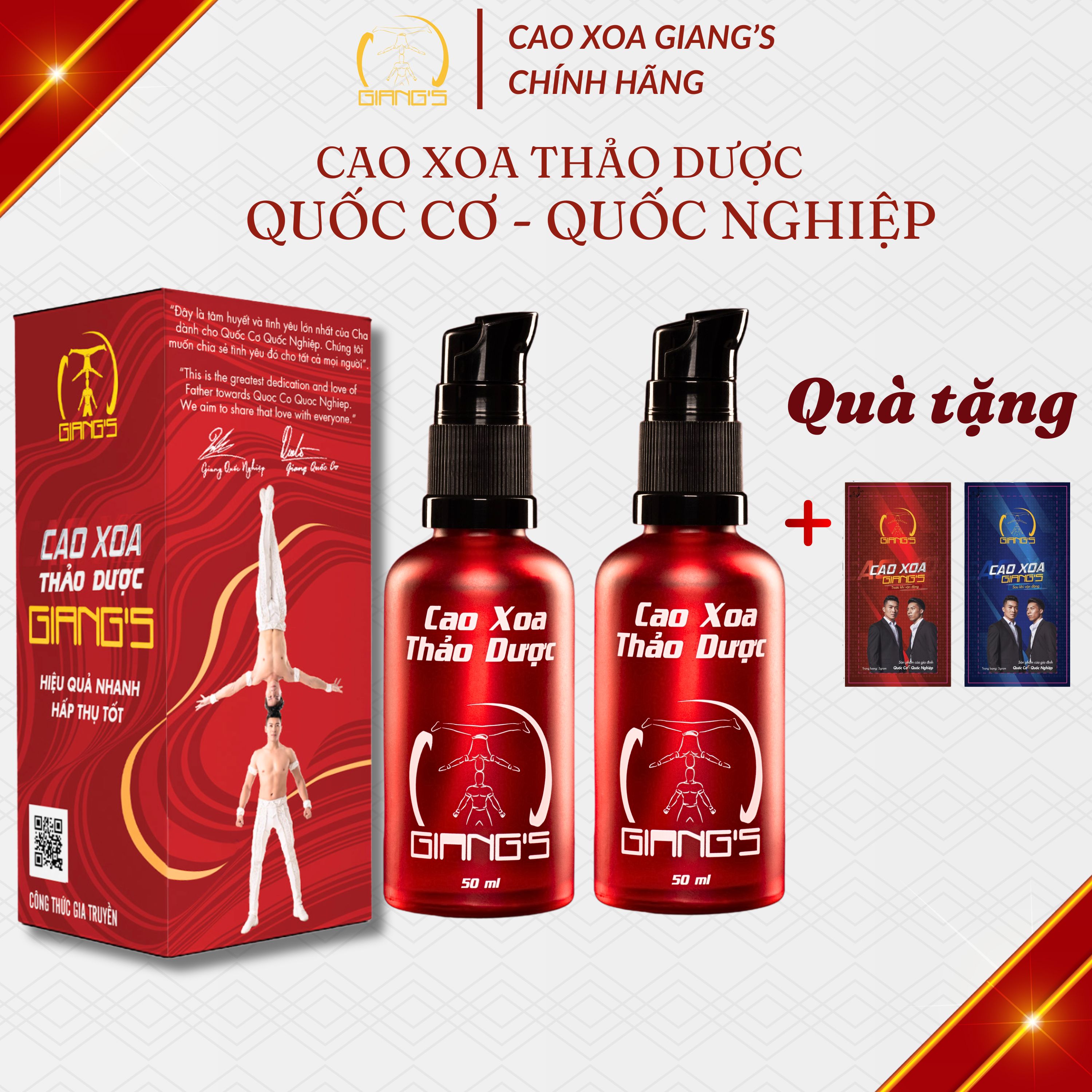 Cao xoa bóp thảo dược hỗ trợ cải thiện đau-nhức mỏi cực mạnh, Dầu xoa bóp gia truyền Quốc Cơ Quốc Nghiệp Thẩm Thấu Nhanh 50mL