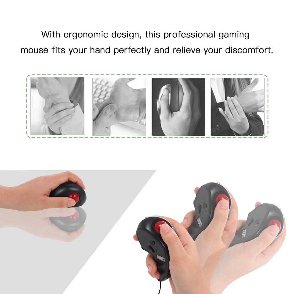 Ergonomic Có Dây Trackball Chuột Quang Cầm Tay Chuột Cho Win7/ 8/ ME/ XP/ NT Máy Tính 4 Có Thể Điều Chỉnh mức DPI Cắm N Chơi, đen