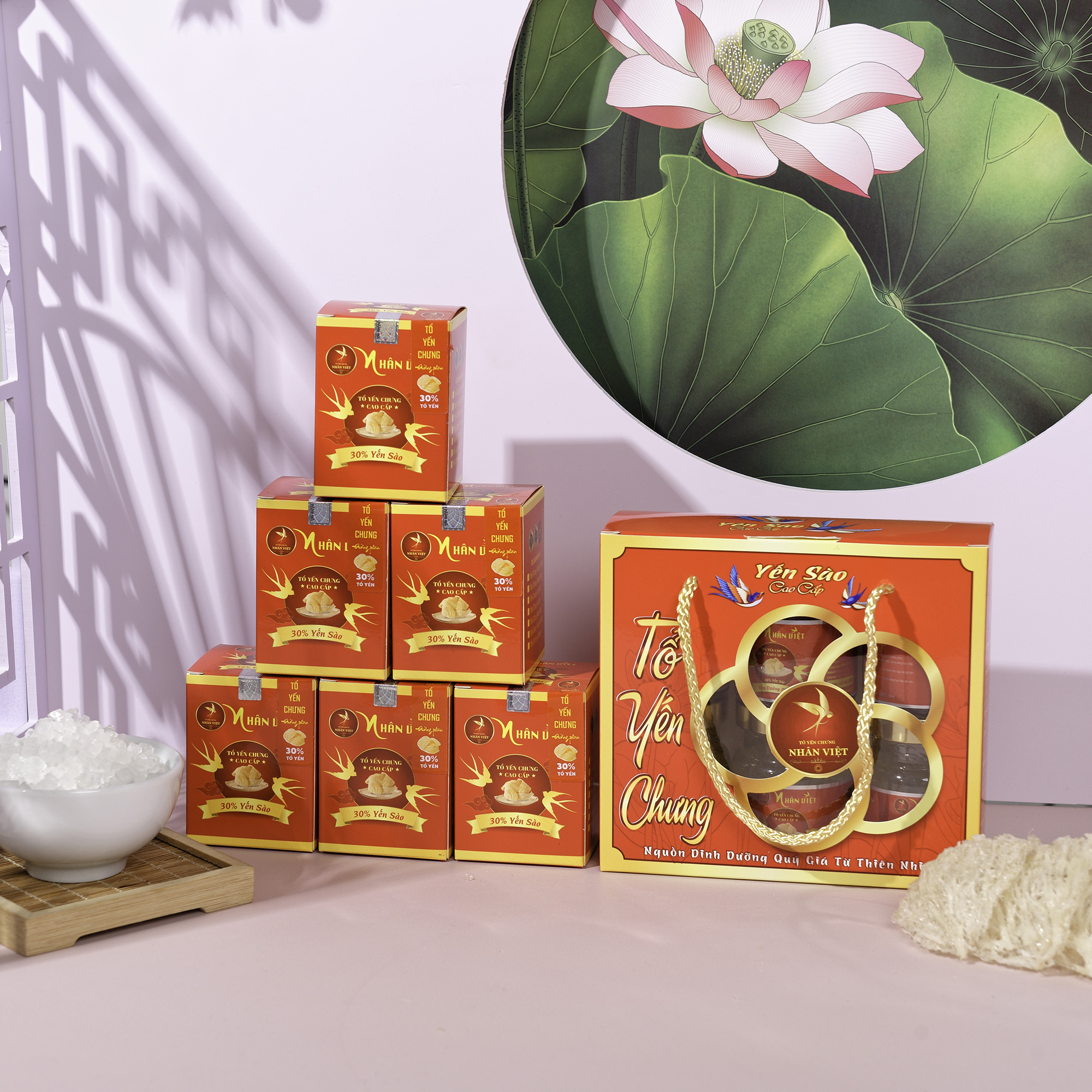 Lốc 6 Hũ Yến Chưng Nhân Sâm Nhân Việt 30% Yến Nguyên Chất Hũ 70ml