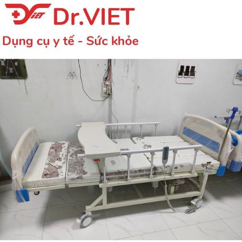 Giường y tế đa năng điện cơ Lucass GB-T5D [Chính hãng] - Nâng chân nâng lưng, nâng đầu, có bàn ăn, chậu gội đầu, bô vệ sinh