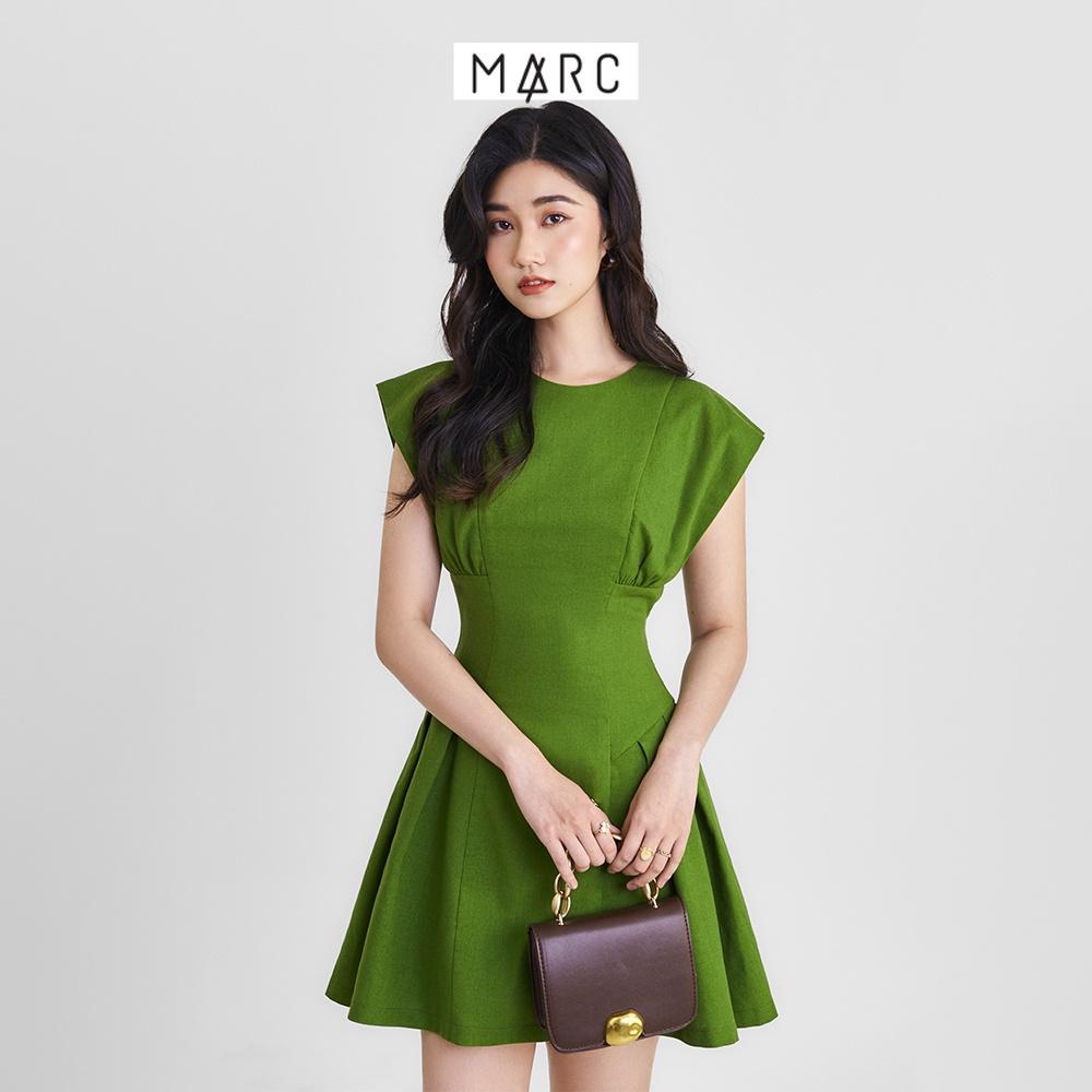 Đầm nữ MARC FASHION mini linen ôm eo nhún ngực tùng xếp ly FAVH033722